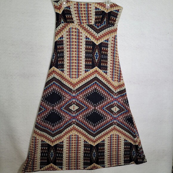 Living Doll Los Angeles Tribal Print Stretch  Maxi Skirt Size XL colorful - Picture 11 of 13